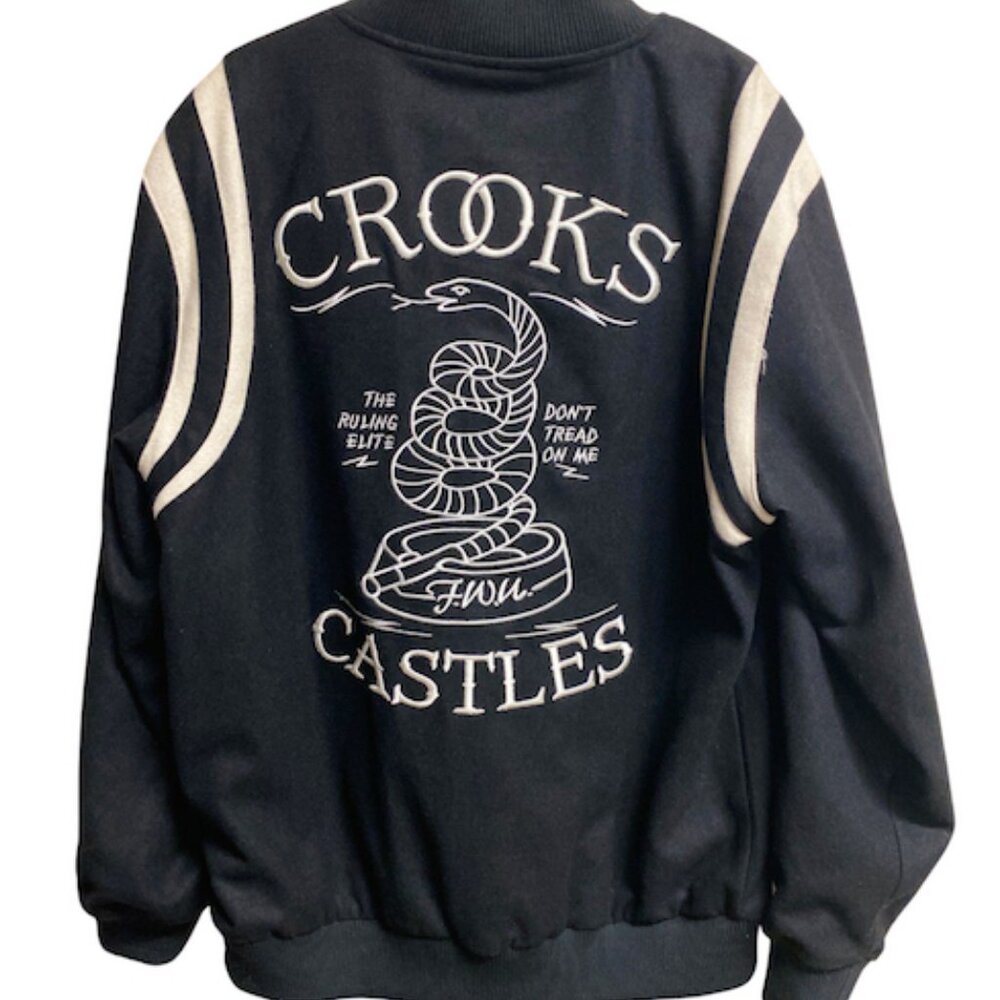 **RARE**Crooks & Castles Black Embroidered Stadium Jacket NWT Mens Large
